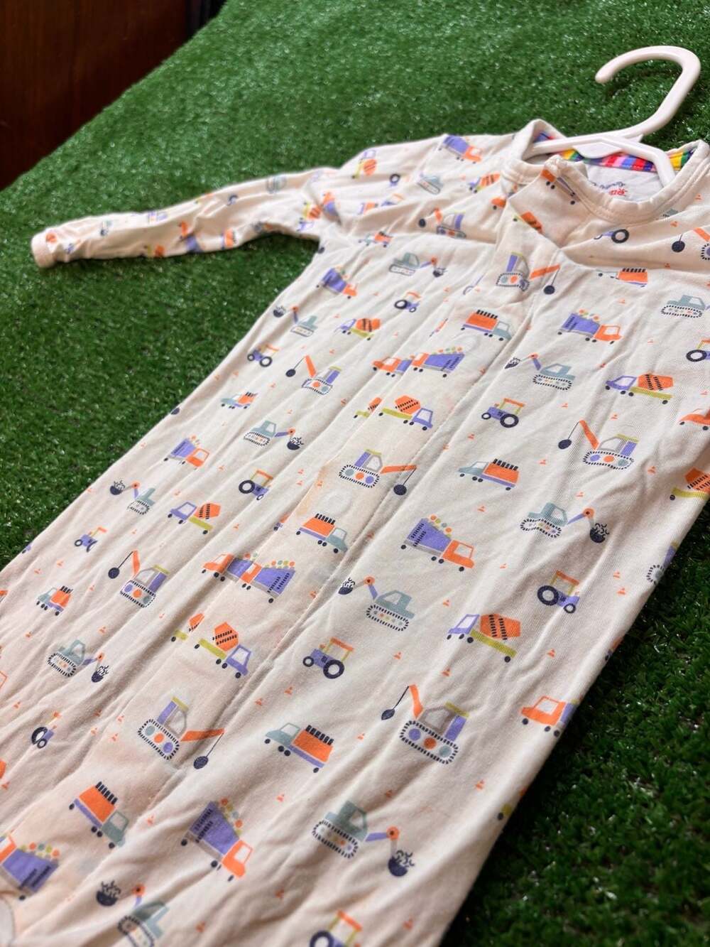 Magnetic Me Construction Trucks Footie Size 12-18 Months